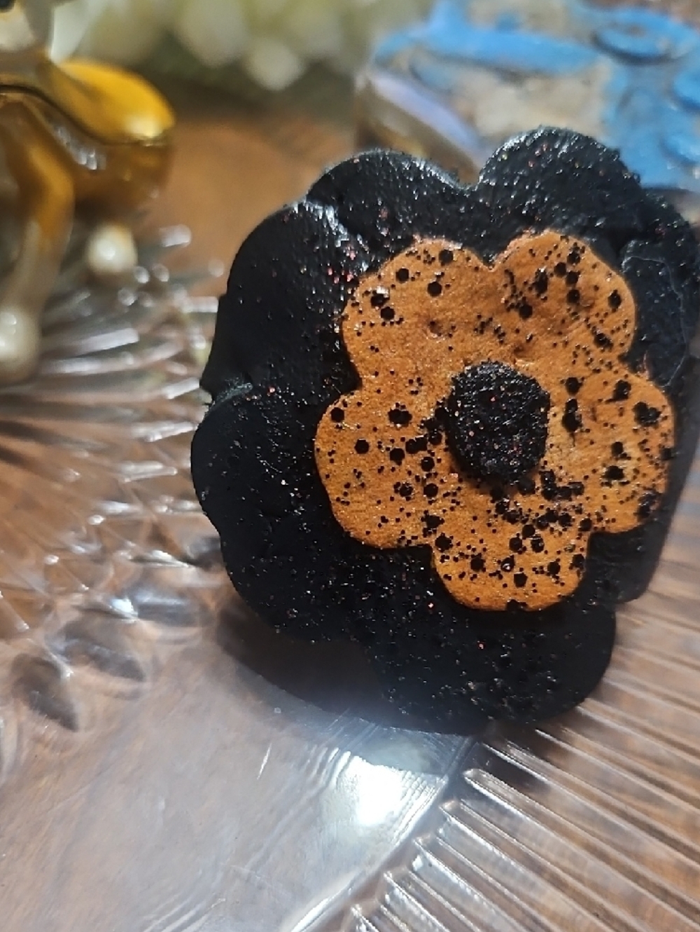 Hand Crafted Genuine Leather Flower Dog Collar Charm NEW - Picture 2 of 10
